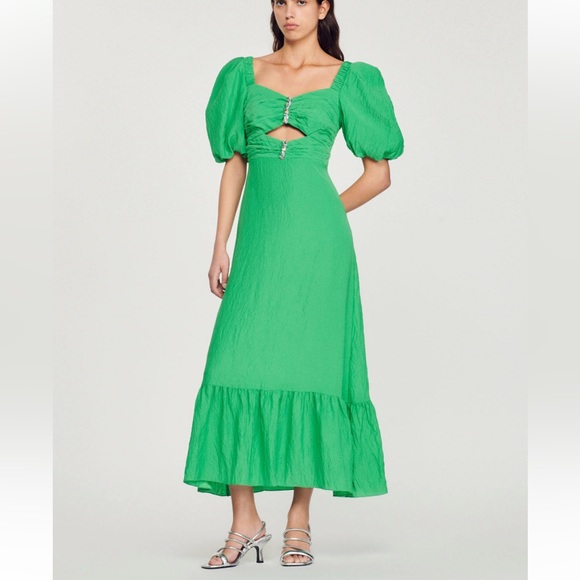 Sandro Emerald Green Dress with rhinestones - Picture 1 of 6
